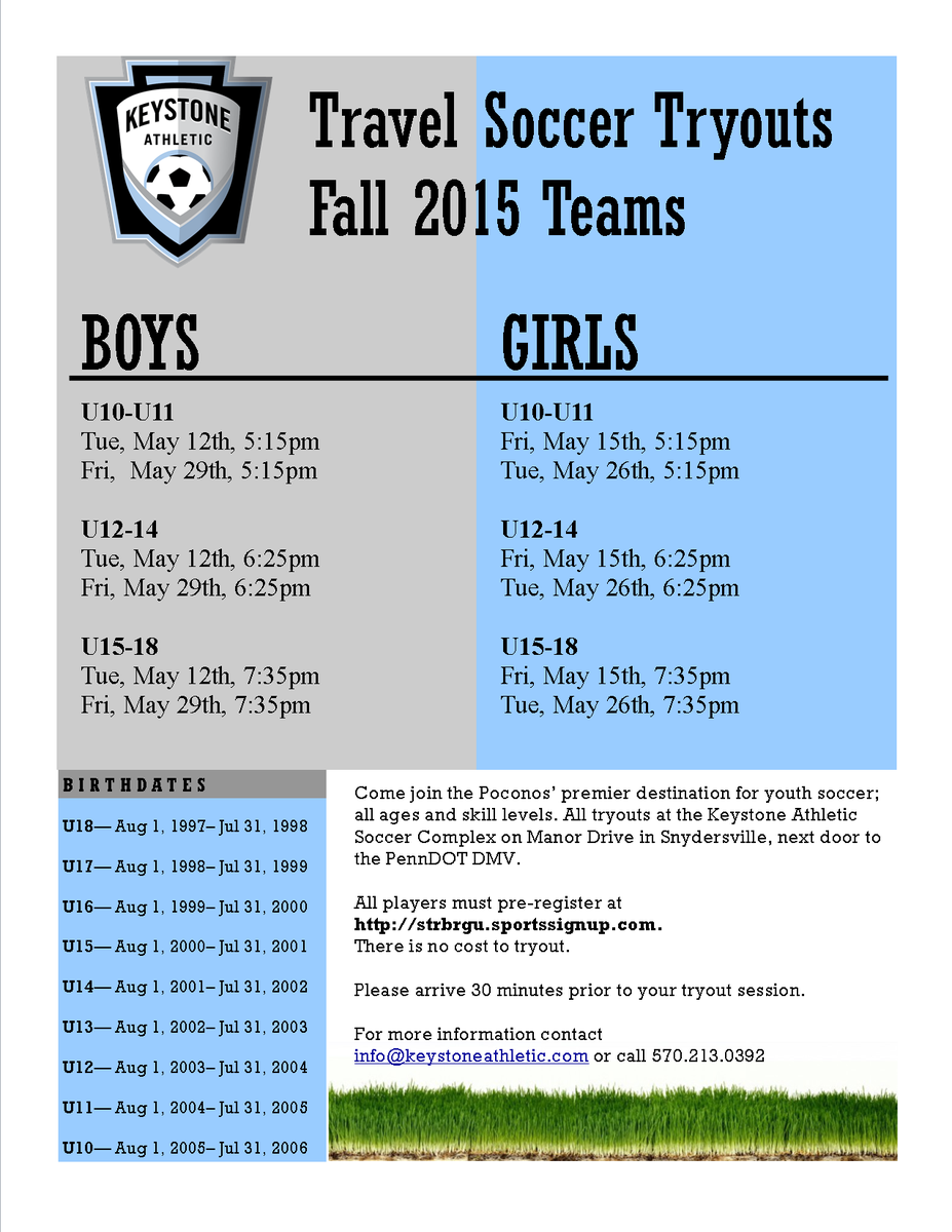 kstoneathletic's tweet photo. Fall 2015 Tryouts. All new and returning players must register at no charge.http://t.co/xgTHVHzk4Y http://t.co/UeRIHJ9glz