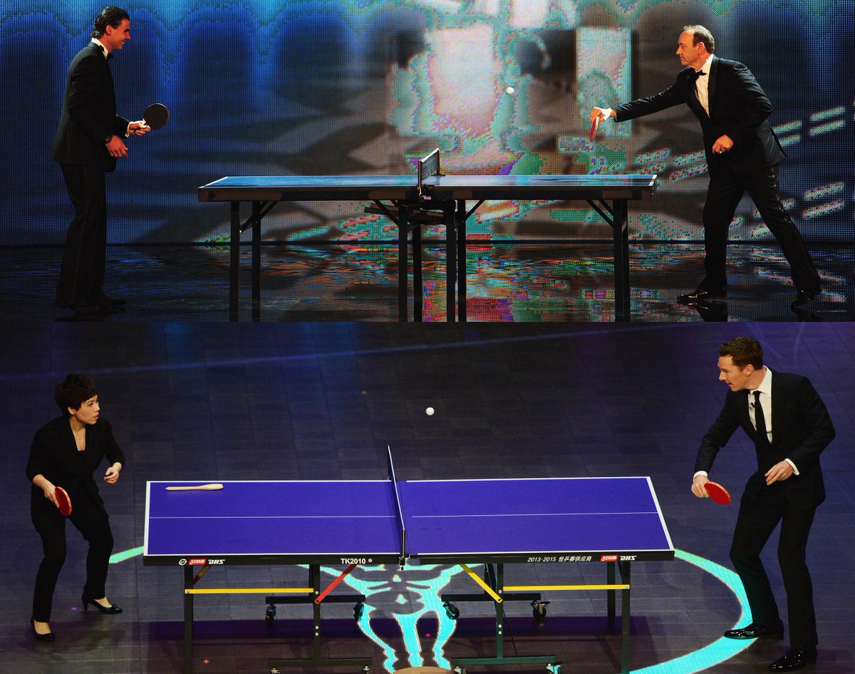 LaureusSport's tweet photo. Ping pong challenge: Who won the most points?
@KevinSpacey v @RafaelNadal or #BenedictCumberbatch v #DengYaping? http://t.co/0P50ZnZ2Li