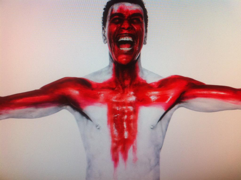 chris_kammy's tweet photo. Just been told it's St George's day as you can see I am not that patriotic ha ha http://t.co/LFdkqE71EY