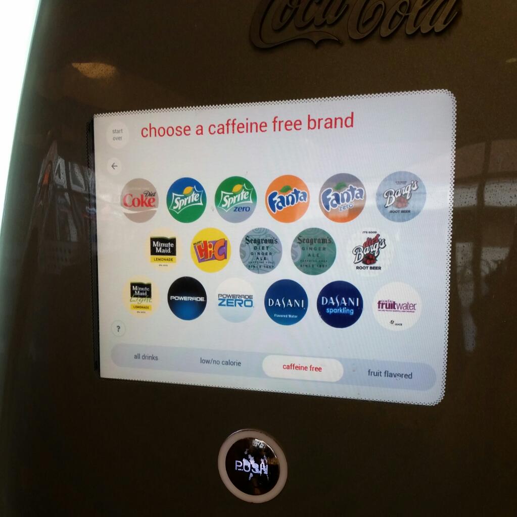 CaraOlexa's tweet photo. Who is going to break it to the fancy Coke machine that Barq's actually does have caffeine? #oops @CocaColaCo http://t.co/Bq7zINOOJe