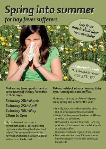 StroudHomeopath's tweet photo. *New* #Hayfever Clinic this Sat 25th March 10-2! Pop by &amp; see how #homeopathy can help you! http://t.co/HSOPX53lbk