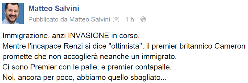 matteosalvinimi's tweet photo. Noi, ancora per poco, abbiamo il premier sbagliato... #Salvini #Lega @matteosalvinimi http://t.co/eymRMIRWPg
