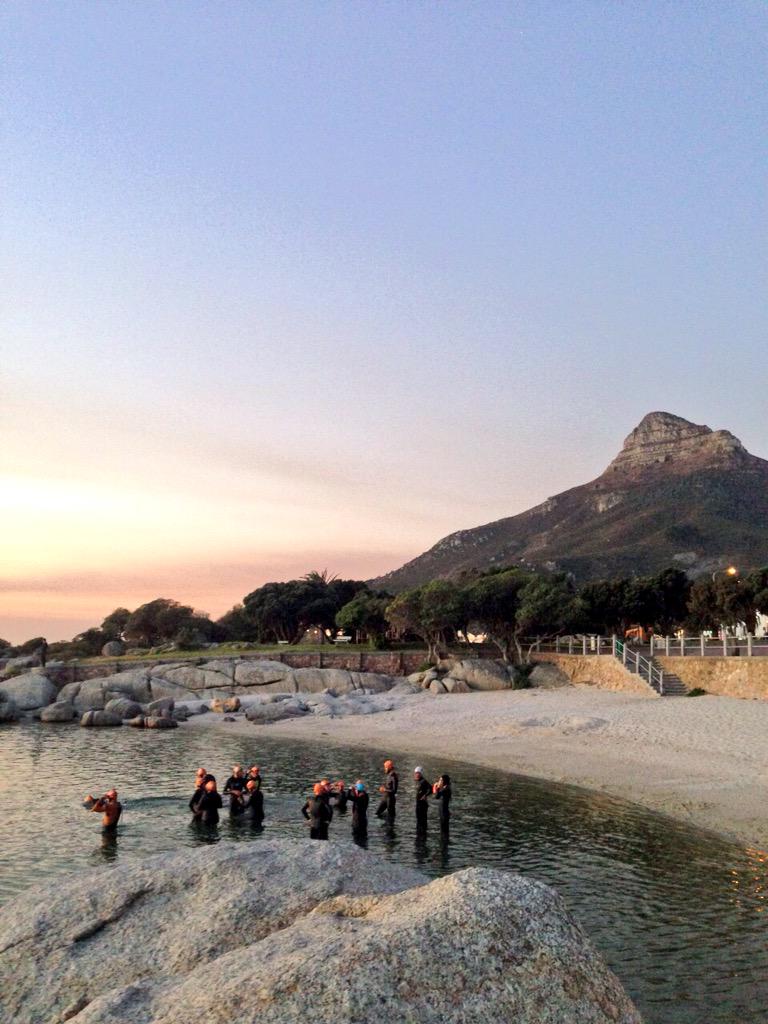 KarooDaisy's tweet photo. @WTS_CapeTown the #EmbarkArmy final swim - super excited #FirstRace! @Atlanticsteve @worldtriathlon @Discovery_SA http://t.co/L58Pe3j7UC