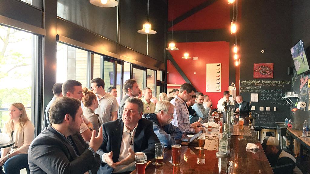 jaythornton000's tweet photo. It's getting busy at @corebrewery tonight with #NWAYP! #takepride cc: @qostr http://t.co/PuAsJktbsg