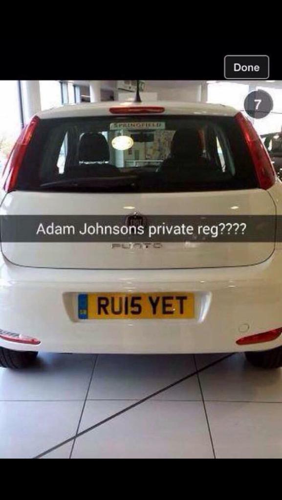 ChrisConey's tweet photo. Adam Johnson's personalised number plate....... #WeKnowWhatYouAre http://t.co/56vzmsEQi9