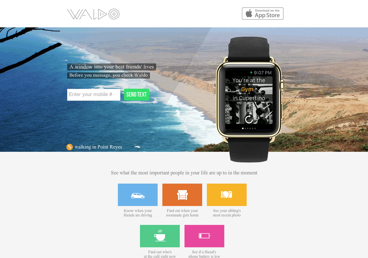 ProductHunt's tweet photo. Waldo for Apple Watch: See what your friends are doing right now, on your Watch http://t.co/R5GDHt35bs via @wtwht http://t.co/ecckIpQAbB