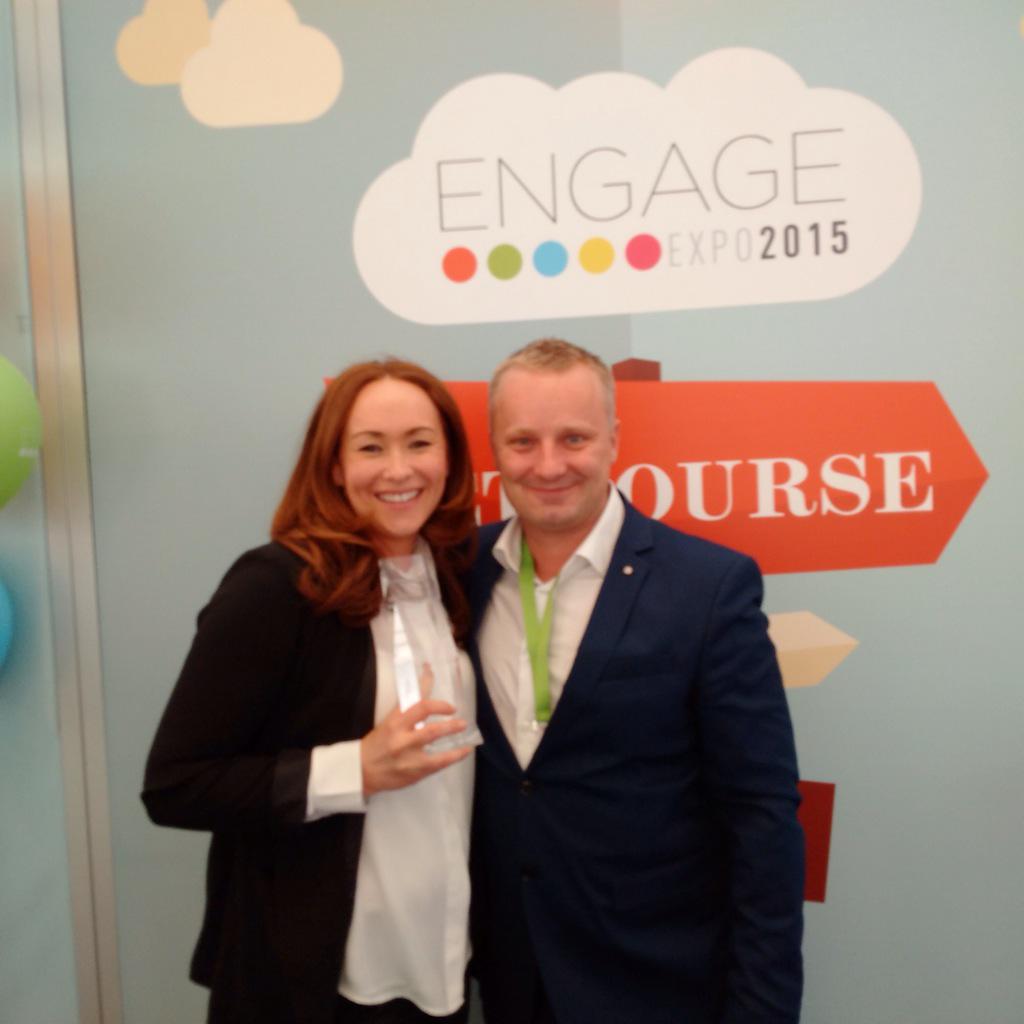 _InsomniaCoffee's tweet photo. Fiona & Filip receiving the award of Hot Beverage Supplier of the year from @CompassGroupIRL delighted #CompassEngage http://t.co/r3ZTdqCWj6