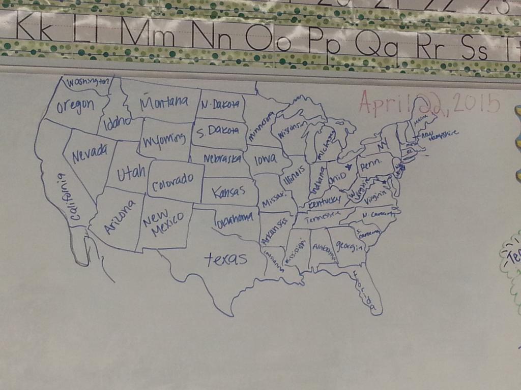 Firstgrade_AKP's tweet photo. Learning about oceans, lakes and parts of the US! I drew the country #aprep #science #ss #notanartist #firstgrade http://t.co/esBSG0E3Xy