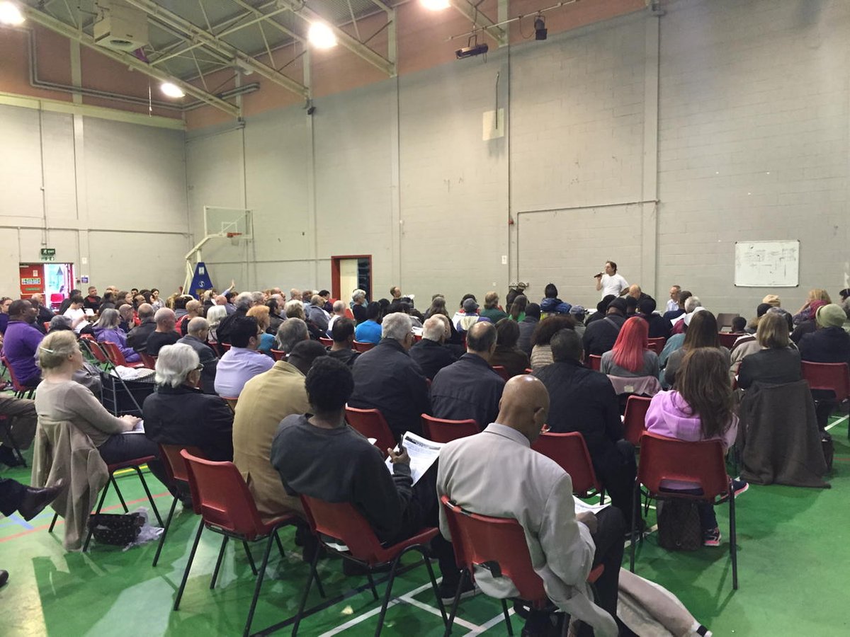 jenny4tottenham's tweet photo. At a mass meeting on Broadwater Farm #Tottenham opposing demolitions and sell-off of council homes #tusc2015 http://t.co/YwfQGVSoBD