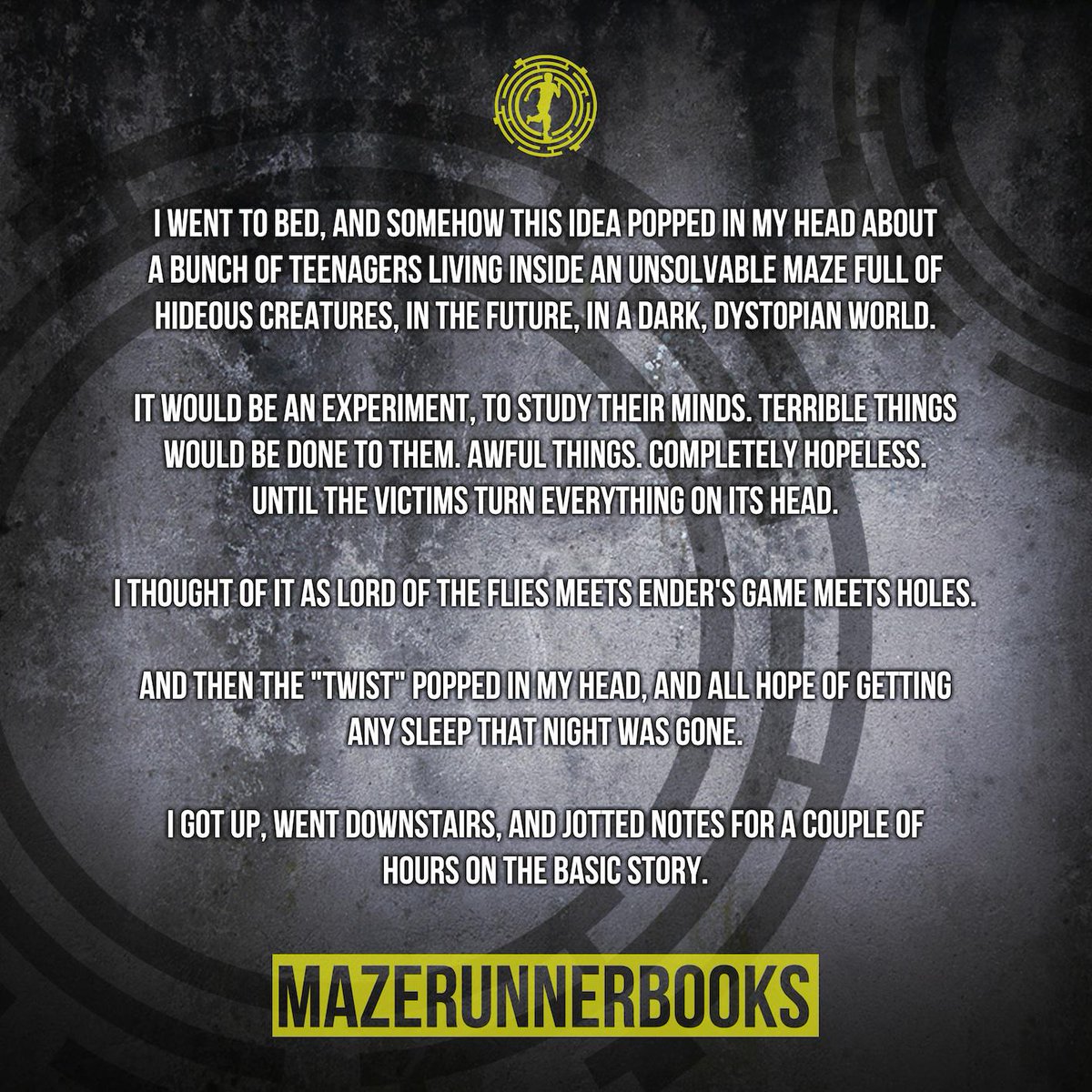 #TBT - The night <a href="/jamesdashner/">James Dashner</a> created #TheMazeRunner