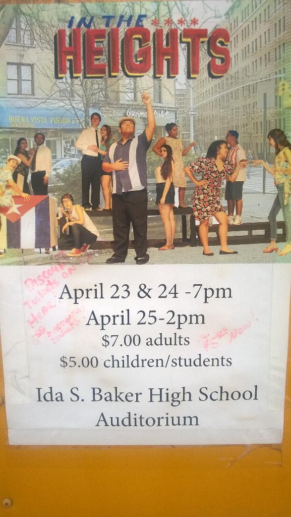 ElToroDelSol's tweet photo. All the best to Maria Cordero &amp; the rest of the cast at Ida Baker High on there opening night of " In The Heights! " http://t.co/nIDHebANs9
