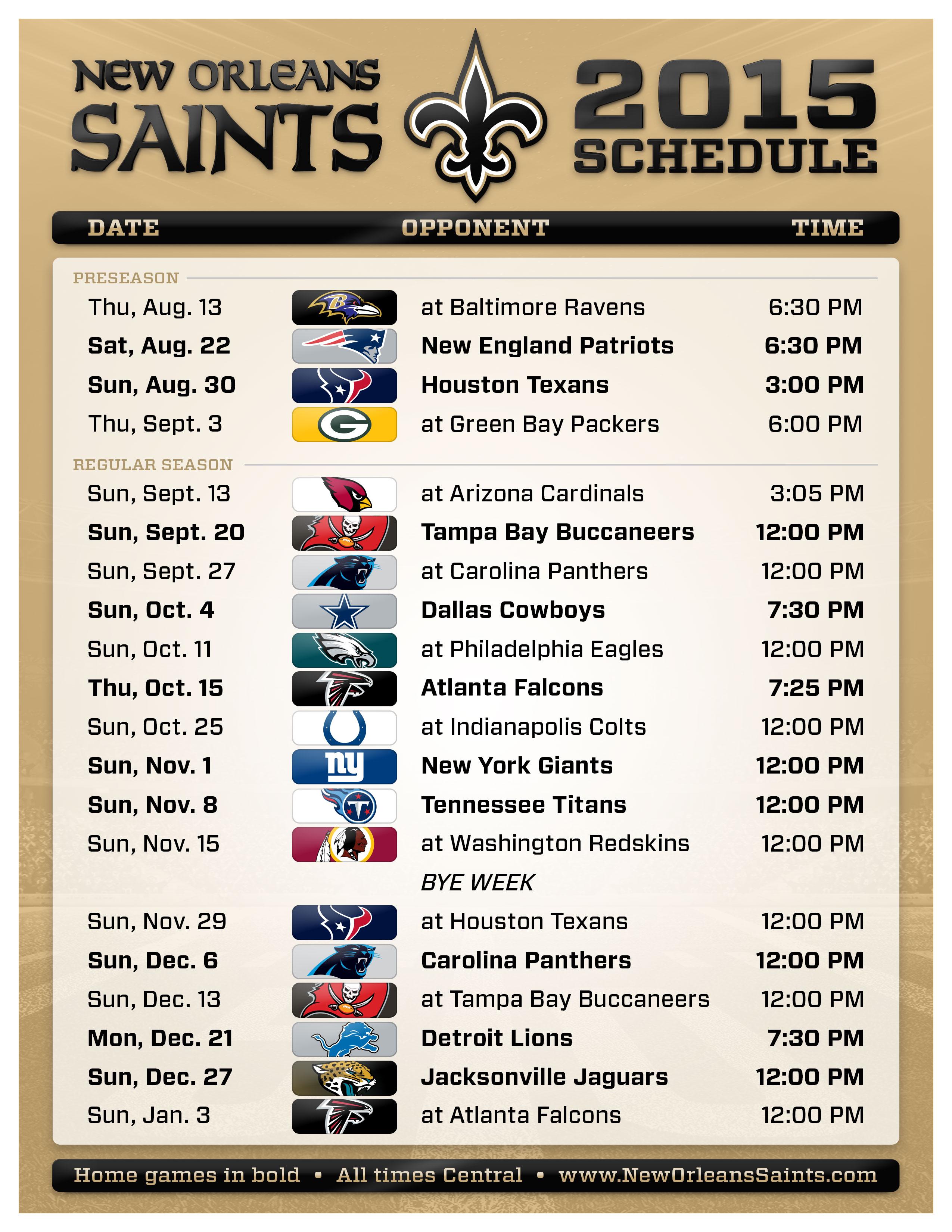 new orleans saints game time today