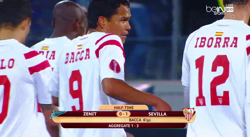 beINSPORTS's tweet photo. نهاية الشوط الأول بتقدم #إشبيلية بهدف دون مقابل. هل سيعود #زينيت للتسجيل في الشوط الثاني؟ #UEL http://t.co/jYKedQVzf9