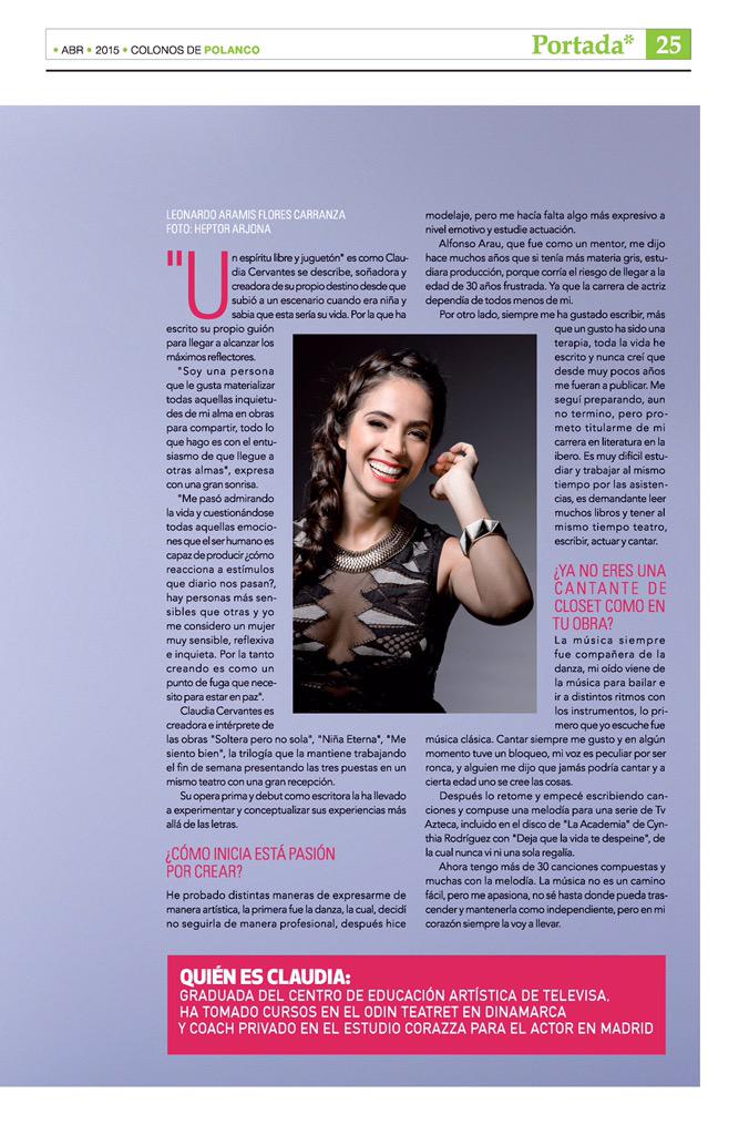 Cervantesclau's tweet photo. Les comparto la portada y entrevista que me hizo #ColonosPolanco este mes #satisfacciones #proyectos http://t.co/t6J3x2aMhg