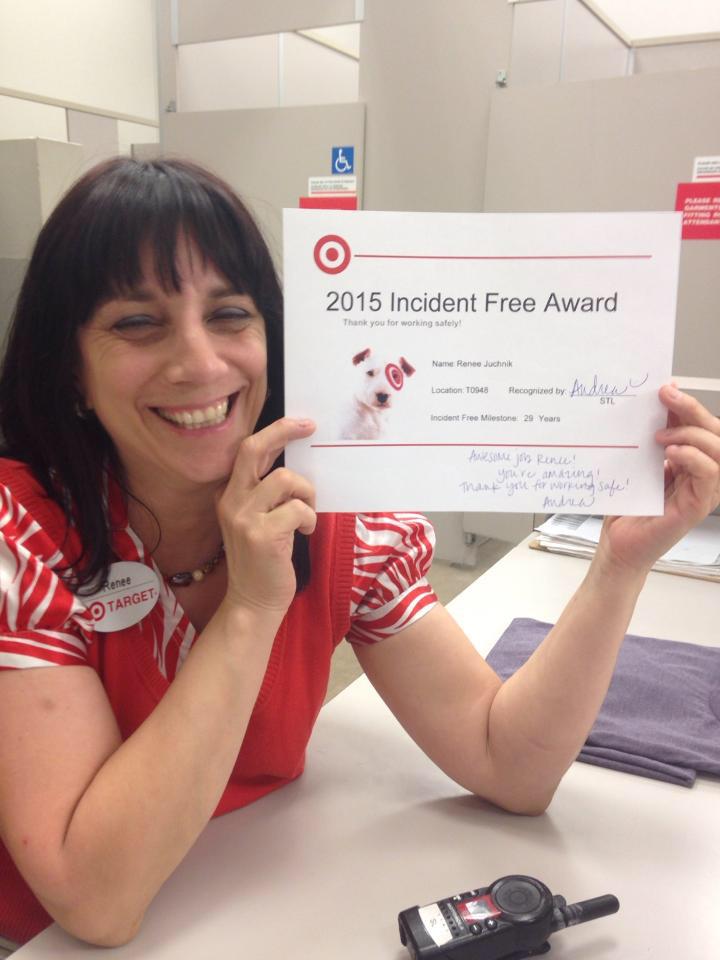 Salesfloor TM - Renee proudly showing off her award for 29 years incident free! Amazing job!! 🎉👍 #bestteamever