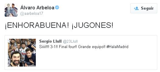 elchiringuitotv's tweet photo. "¡ENHORABUENA! ¡JUGONES!". La felicitación de Arbeloa. #ElChiringuitoDeNeox http://t.co/vBWs3uHuiY