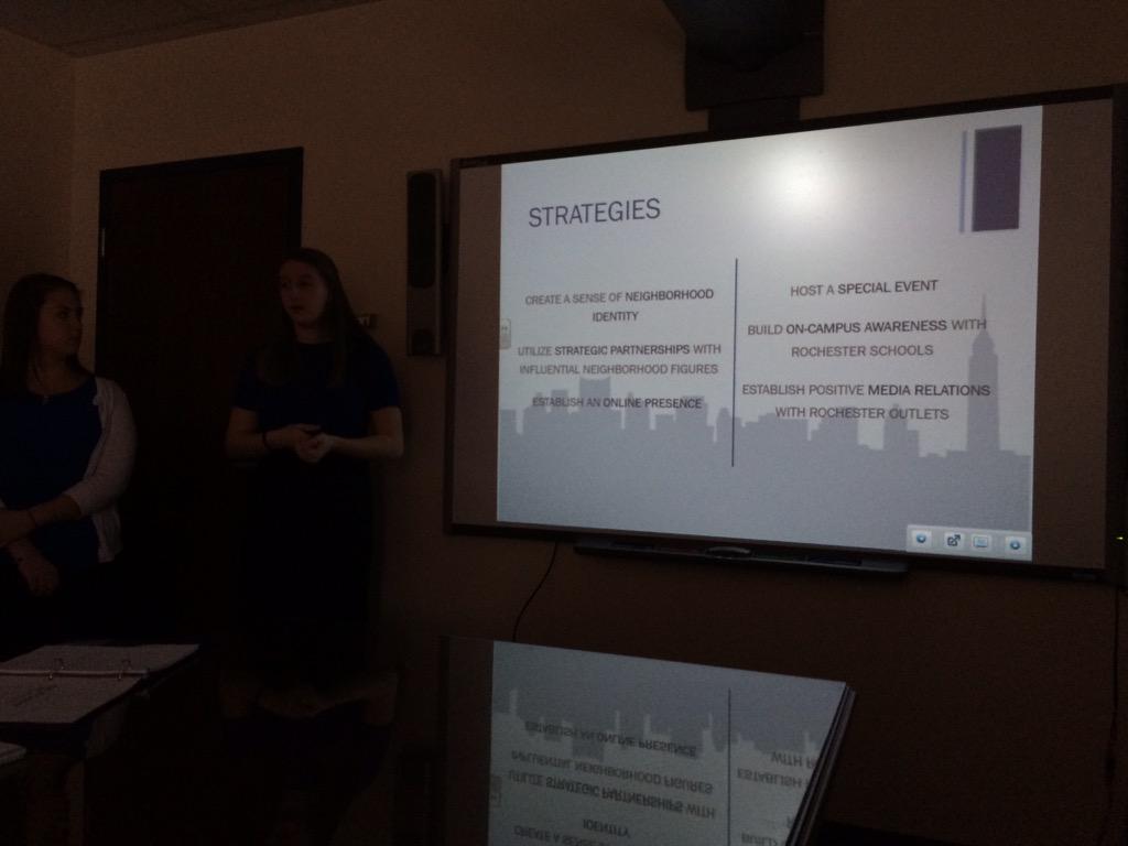 ArienRozelle's tweet photo. Congrats to my #COMM472 students on their fantastic presentations at City Hall today! #SoProud #PR #ROC #YouDidIt http://t.co/MN8mvskJOe