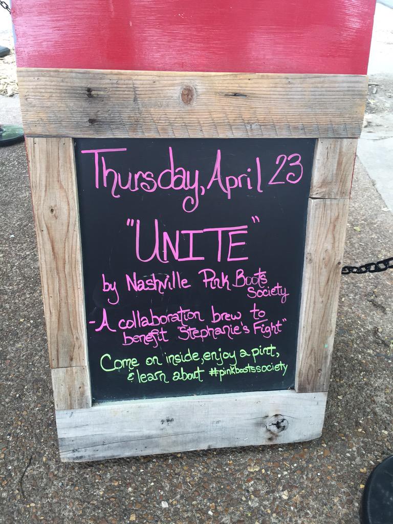 nashpinkboots's tweet photo. Come to @_FillingStation both locations today #uniteredale! #raiseapint for Stephanie's Fight &amp; women in #craftbeer http://t.co/BtLhlJP2AH