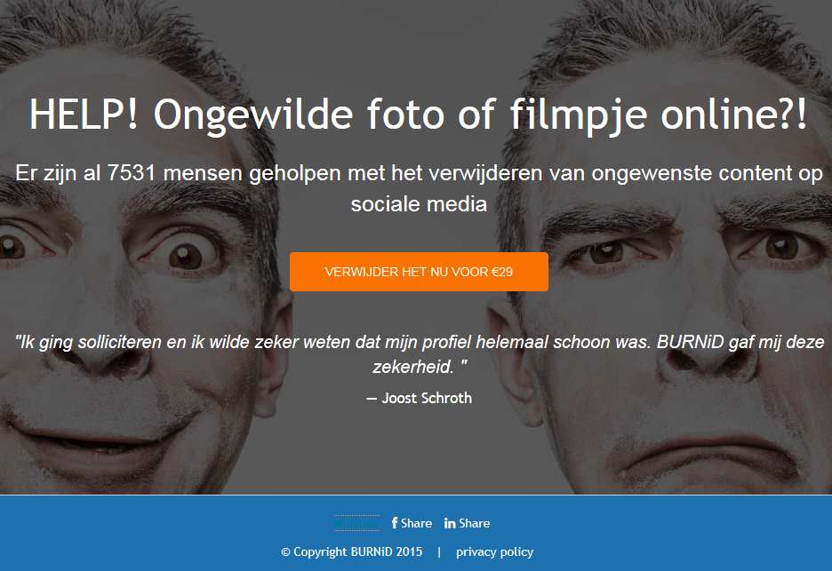 Eindelijk een dienst die veel mensen helpt: burnid.quickmvp.com
#pesten #facebook #socialmedia