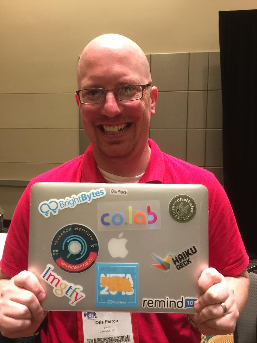 Ummmm.... <a href="/Odiep77/">Otis Pierce</a> wins the prize for the most <a href="/BrightBytes/">BrightBytes</a> stickers on his laptop. #eduawesome