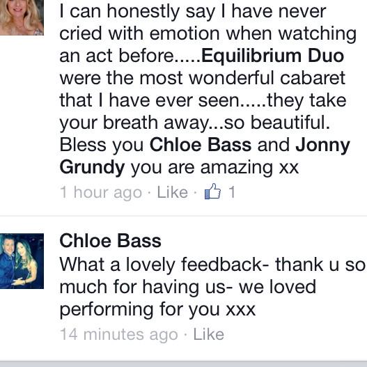 We loved performing <a href="/NailcoteHall/">Nailcote Hall</a> last weekend! Thankyou Sue for the amazing feedback! #equilibriumduo