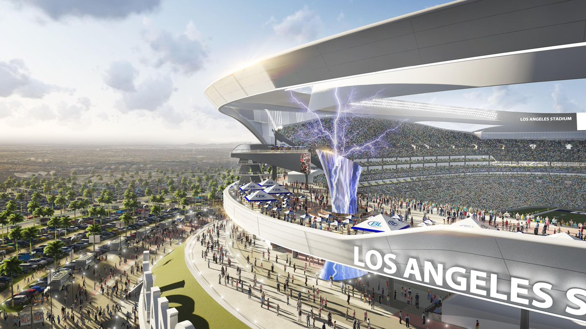 ESPNNFL's tweet photo. WHOA! Designs for OAK/SD stadium in LA include plan for simulated lightning bolts (via MANICA) http://t.co/xl4NXRZPtW http://t.co/eghUGKAIrw