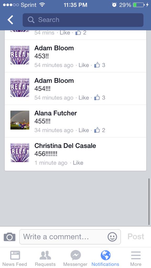 The fact that <a href="/VTRelay/">Relay For Life at Virginia Tech</a> is jumping thousands in minutes is unbelievable. Go Hokies! Because of YOU we'll find a cure 💜