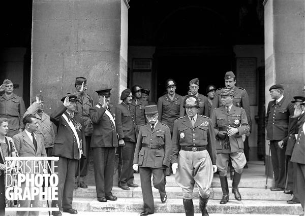 Fascinating Historical Picture of George S. Patton with Alphonse Juin on 8/15/1945 