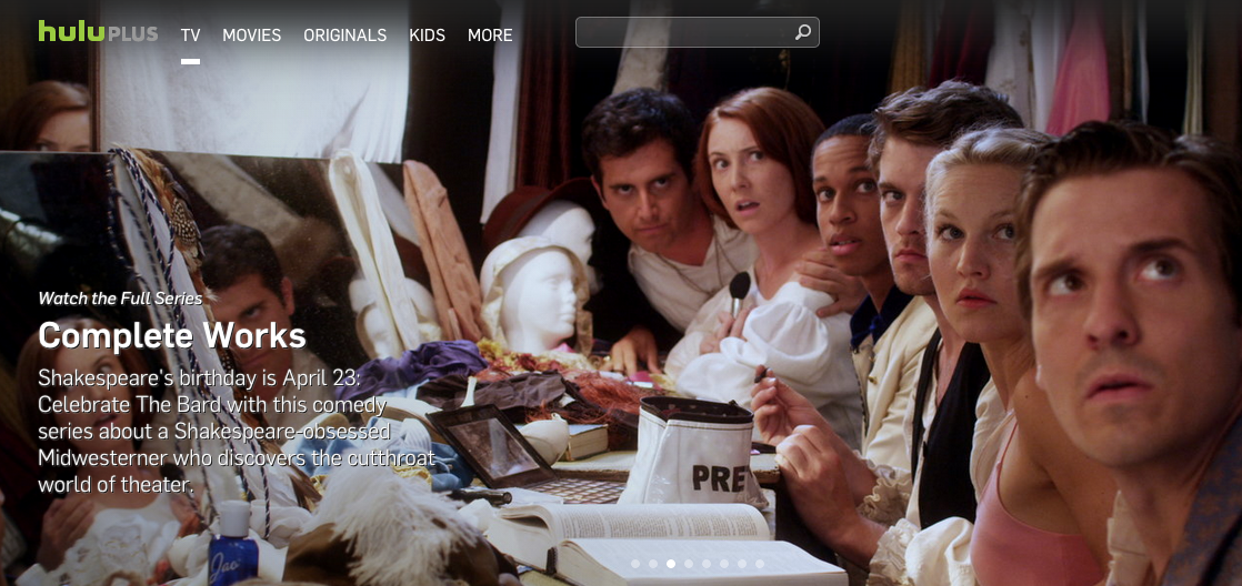 CompleteWorksTV's tweet image. For #Shakespeare's Bday, watch our show on @hulu! They featured us on the TV page today!!! #HappyBirthdayShakespeare