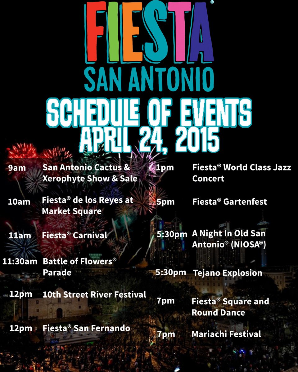 FiestaSA's tweet photo. Check out tomorrow's schedule! Visit http://t.co/PuaLLkZSEp for full details. #FiestaSA http://t.co/m0XkjYv3Fx
