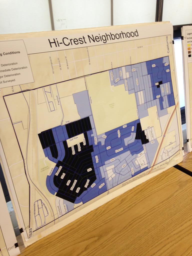 cityoftopeka's tweet photo. And if it's a neighborhood plan, you gotta have maps! Housing condition survey shows where need is in Hi Crest http://t.co/YP62tb1UlH