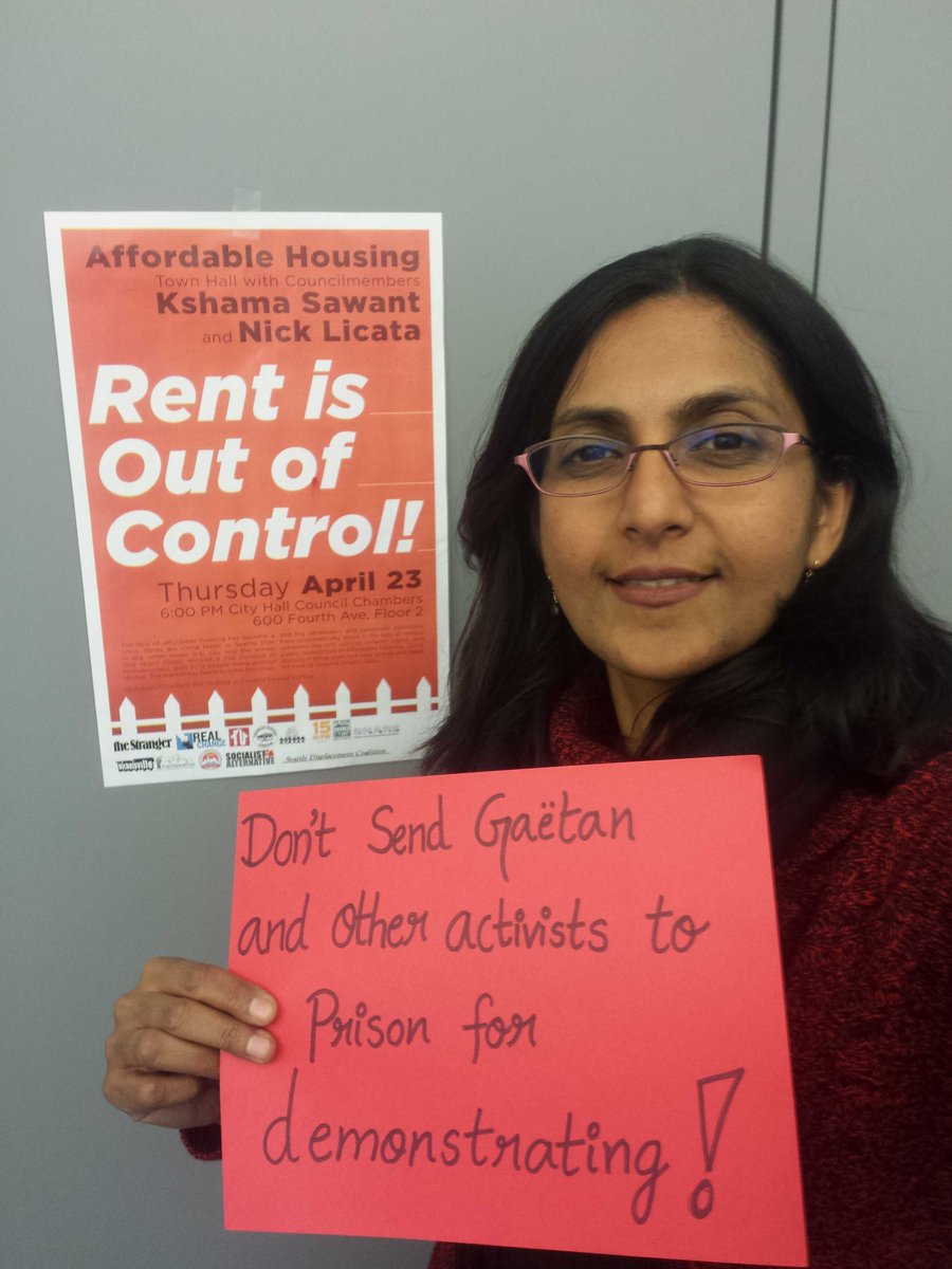 loic_guillaume's tweet photo. Kshama Sawant, conseillère municipale d'extrême gauche à Seatle, en soutien à Gaëtan Demay!! #FreeGaetan http://t.co/IbnvZY9lvo