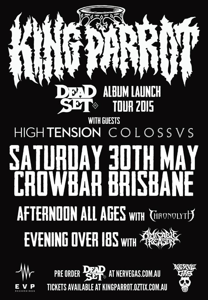 ChronolythBand's tweet photo. U18 in May. Who's coming out!? @KINGPARROTBAND @HighTensionAU #collosvs http://t.co/RThAAmuqBJ