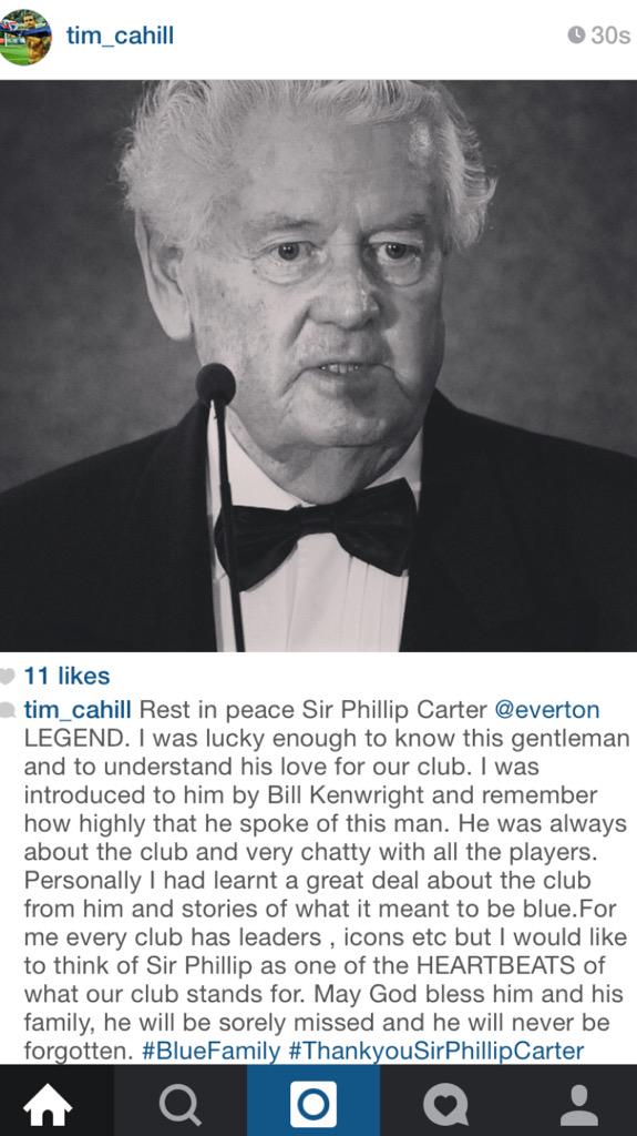 Tim_Cahill's tweet photo. To one of the HEARTBEATS of my club @Everton Rest in Peace Sir Phillip Carter. http://t.co/8DbcNSRCSv