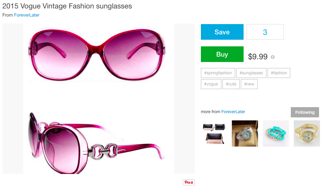 foreverlatercom's tweet photo. Introducing our #new #cute 2015 #Vogue Vintage #Fashion #sunglasses  for only #9.99! Order Now:http://t.co/0WyuiF8CJ2 http://t.co/M14TxsOfIK