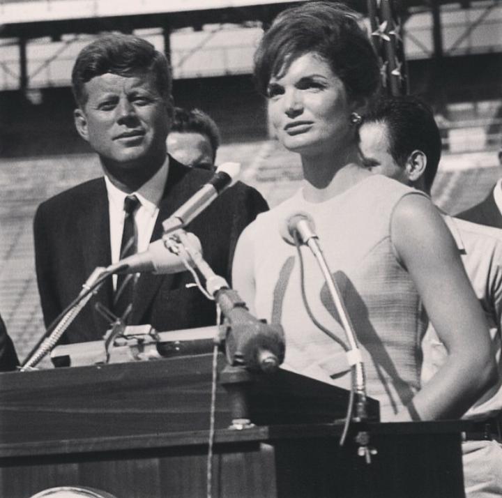 35thfirstlady's tweet photo. Jack and Jackie in Miami at the Orange Bowl in December, 1962. It was said to be a very hot day! #jfk #johnfkennedy http://t.co/UDbYoHw8R2