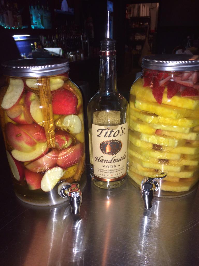 DJFortMonroe's tweet image. A couple fruit infusions made with @TitosVodka! #NeatStuff
