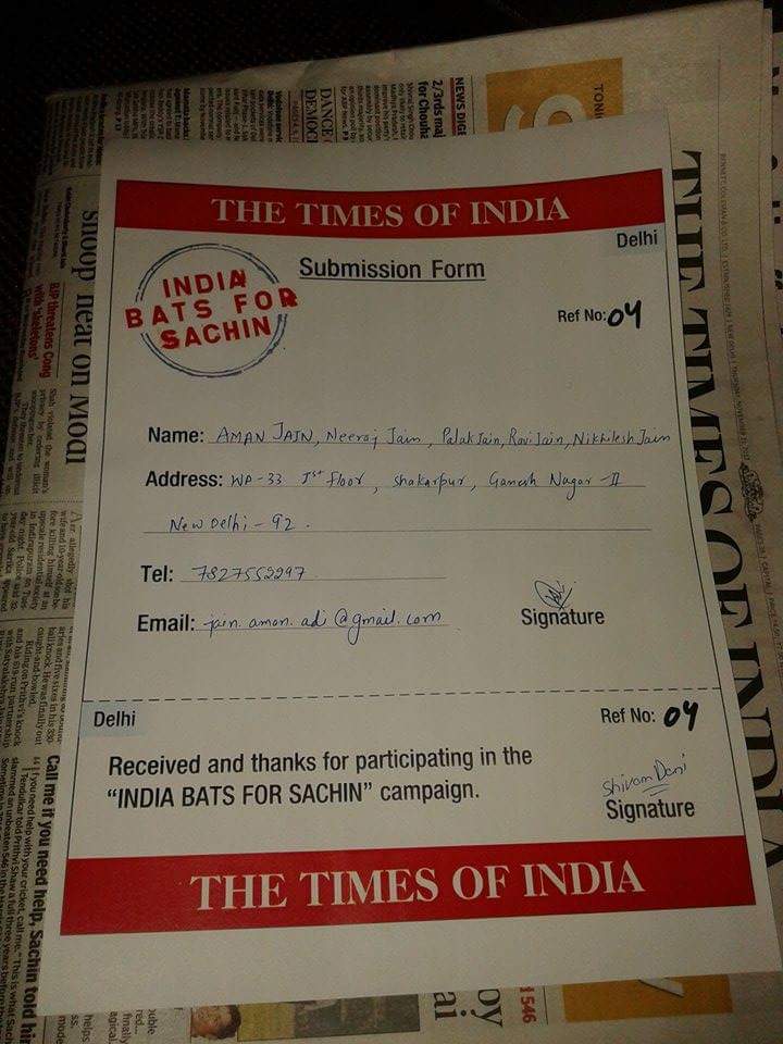 mautplus's tweet photo. This is the bat I gave for @toi campaign "India Bats For Sachin" #MyFirstBat @sachin_rt #HappyBirthdaySachin http://t.co/Z6xqRxtR0X