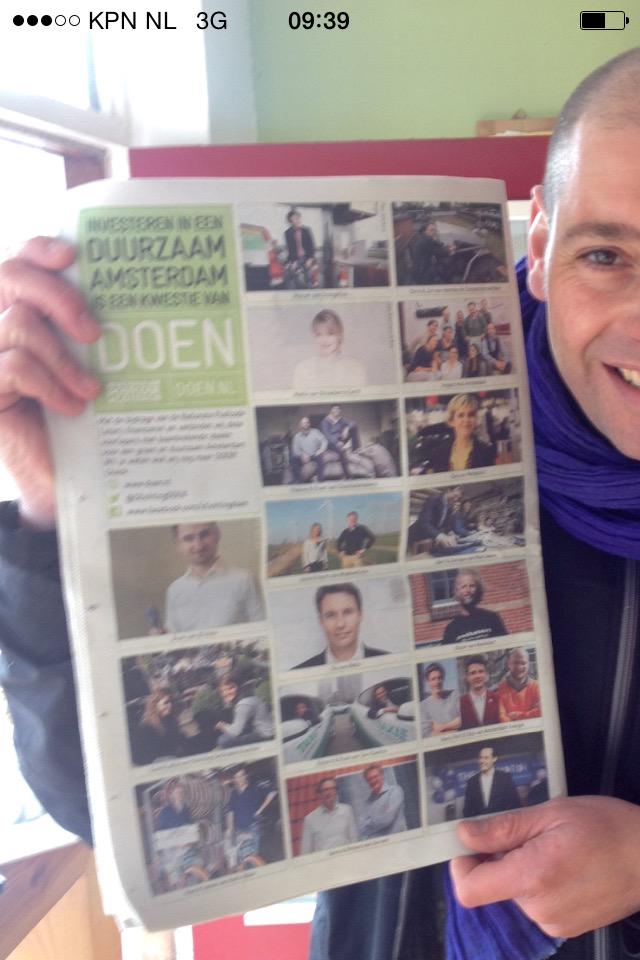 Idrisss's tweet photo. Duurzame initiatieven in #020. Onze helden van @stichtingDOEN. Gisteren paginagroot in het @Parool http://t.co/HyKCMg4eAe
