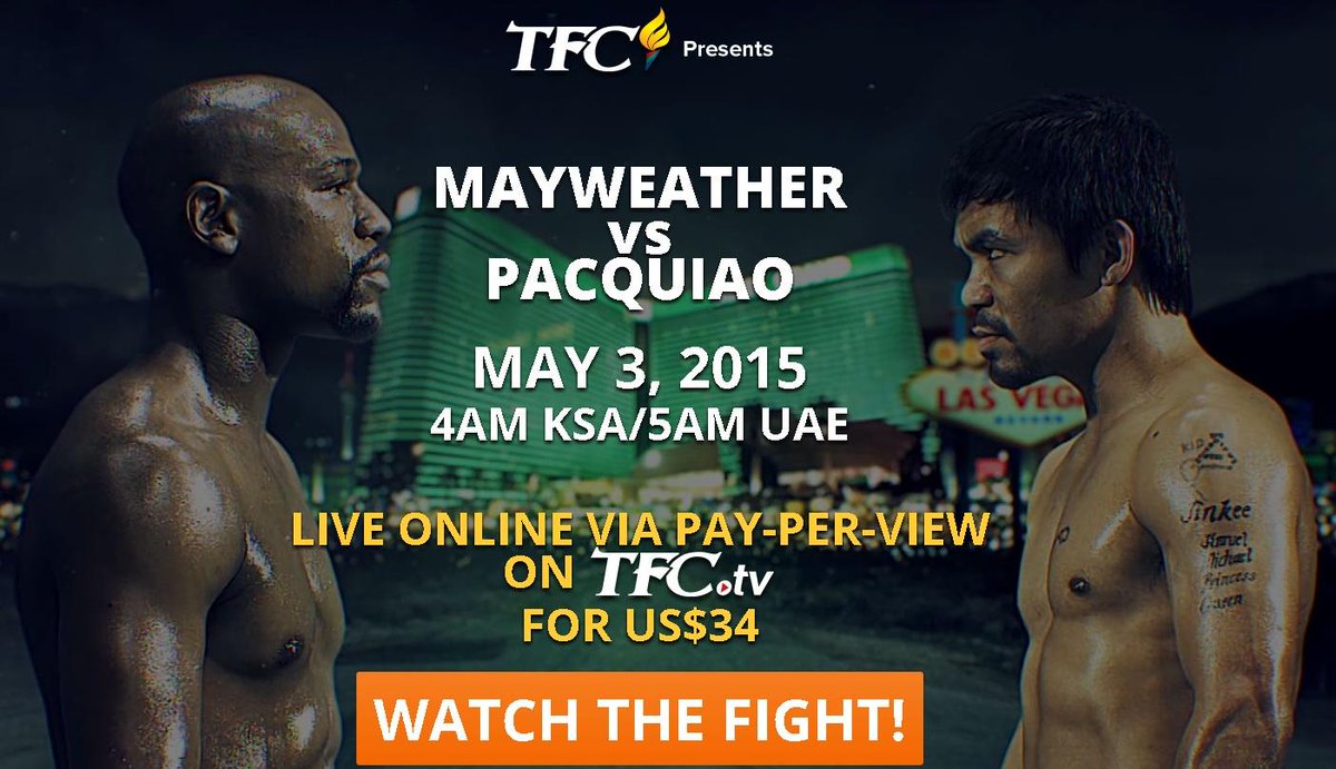 Watch #MayweatherPacquiao via PPV in HD on @GlobalTFCtv! SUBSCRIBE NOW! bit.ly/1HukuZf   #OneForPacquiao 👆👊