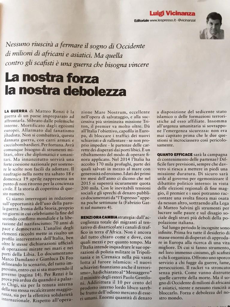 DinoFalconio's tweet photo. Sull'Espresso di stamani Scalfari e @VicinanzaL sul vero dramma globale del secolo: le grandi migrazioni http://t.co/mDkSZFWCep