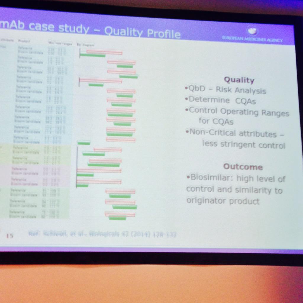 biosimilarsEU's tweet photo. Biosimilars: high level of control and similarity to originator product, says @EMA_News Peter Richardson #EBGBIOS15 http://t.co/vPrl4fse2E