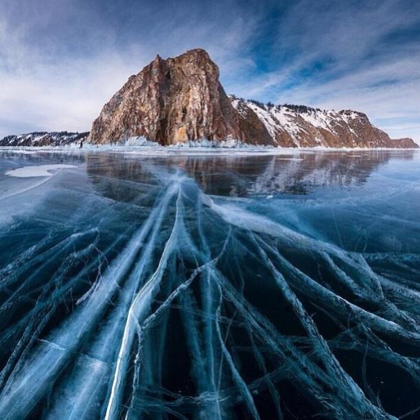 EarthPix's tweet image. Cracked ice, Lake Baikal, Russia.