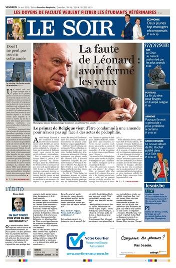 lesoir's tweet photo. #LeSoirDuJour : "La faute de Léonard : avoir fermé les yeux"
A découvrir en version numérique http://t.co/6HHSZdjilk http://t.co/DxuRmEBCv4