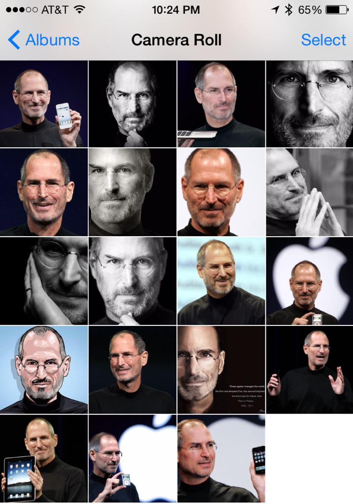 brendonmcnerney's tweet photo. just stole my buddies phone and replaced all of his photos with photos of steve jobs http://t.co/JBDRIN2yfG