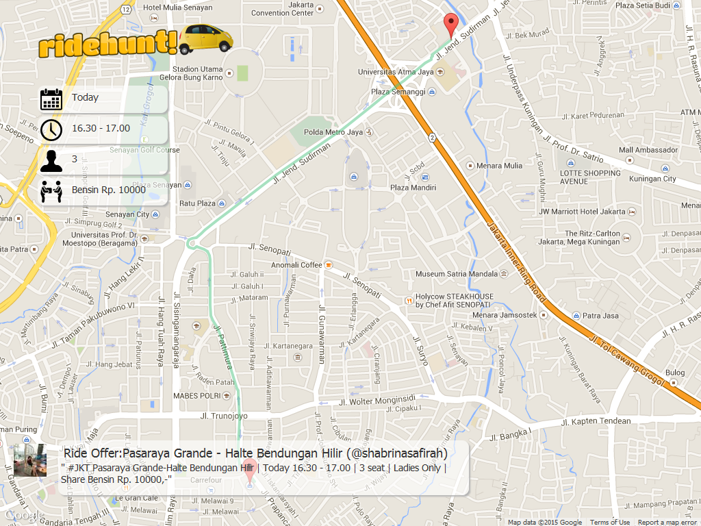 RideHunt's tweet image. Ride Offer dari @shabrinasafirah