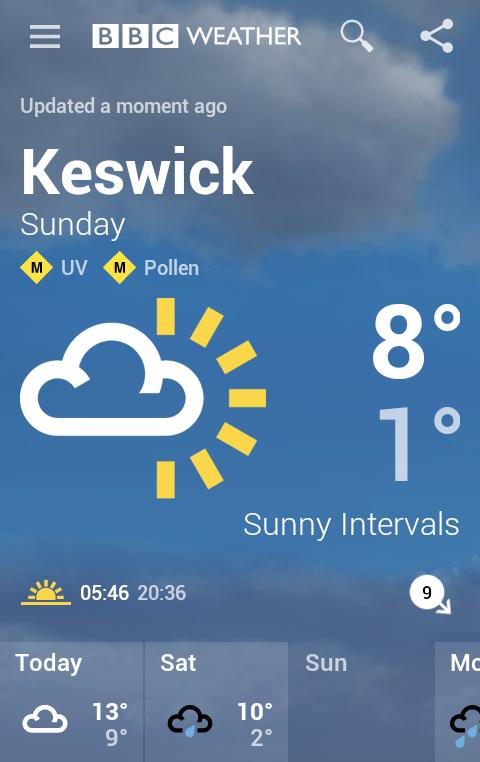 Corgi Nicholl (@ironsicknote) on Twitter photo Sunday's BBC Weather forecast for Keswick: Sunny Intervals. Max 8°C, min 1°C. Wind 9 mph <a href="/N77JOB/">Graeme Jobling</a> <a href="/Nevfez/">Steven studley</a> <a href="/JoeBlingg/">joe bling</a> Sunday's BBC Weather forecast for Keswick: Sunny Intervals. Max 8°C, min 1°C. Wind 9 mph <a href="/N77JOB/">Graeme Jobling</a> <a href="/Nevfez/">Steven studley</a> <a href="/JoeBlingg/">joe bling</a>