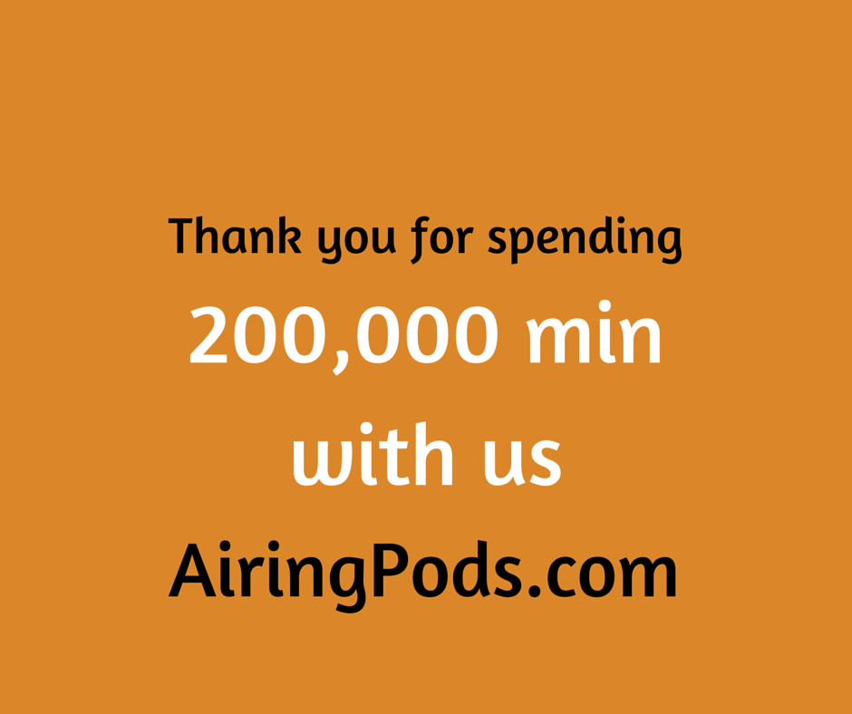 AiringPods's tweet photo. Thank you for spending 200,000 minutes with us!
http://t.co/9OfarHQFzj #podcasts #Listening http://t.co/5BrPEn7Mur