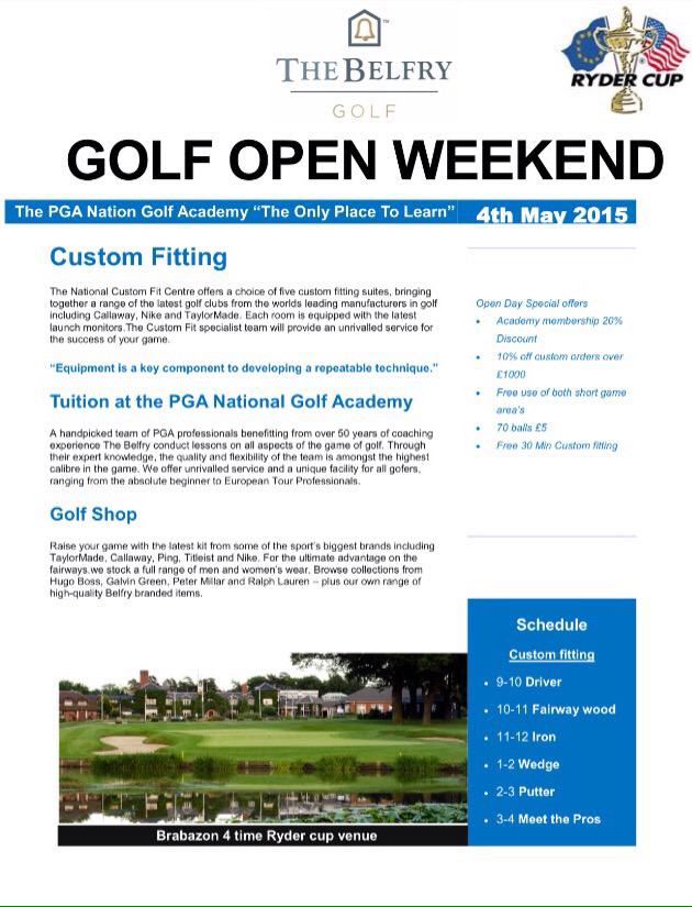 thebelfrypros's tweet photo. Demo day 4th May. Pop in and see our what's going on. #CustomFitting #NationalAcademy #Golf http://t.co/6NXIfPxPMa