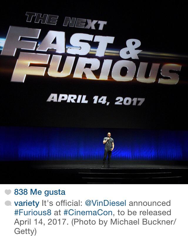 ¡Ya tenemos fecha de estreno para la octava entrega de #FastAndFurious! 👏😍 ¿Creéis que será la última? #cine #Fast8